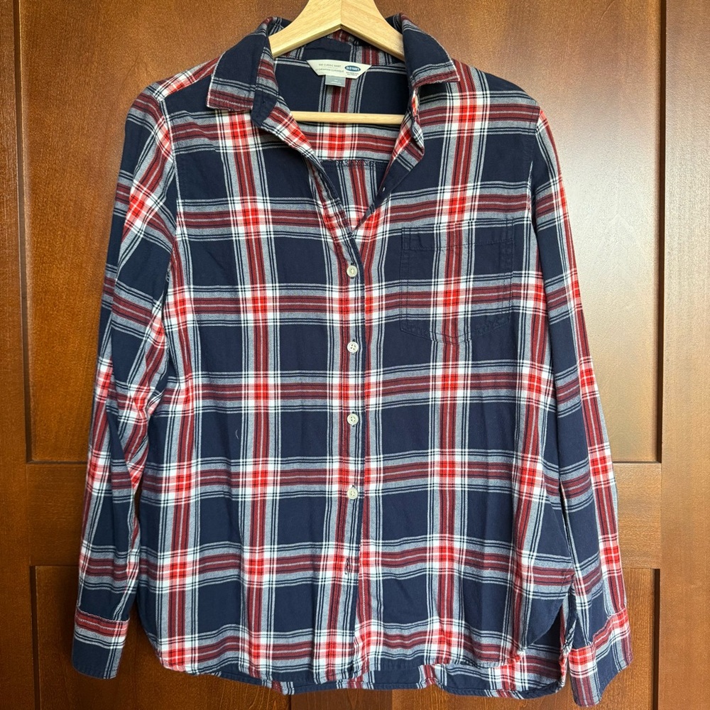 Women’s Old Navy Blue Plaid Flannel Short Size Medium